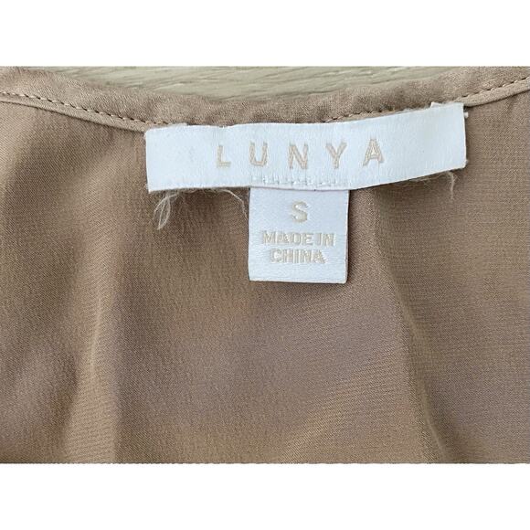 Lunya Washable Silk Tulip Back Pajama Set S Otium Tan Luxury Loungwear Comfy - Picture 9 of 16